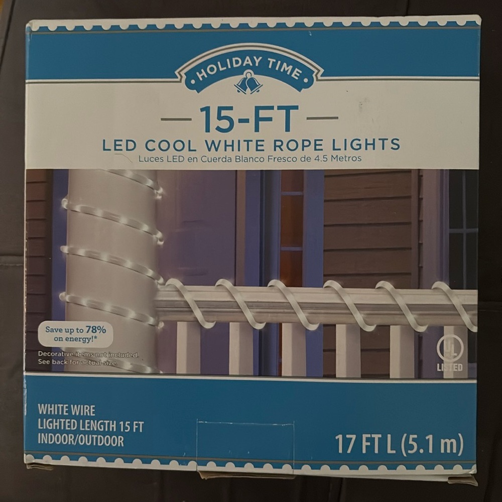 Holiday Time 15 Ft LED cool white rope lights